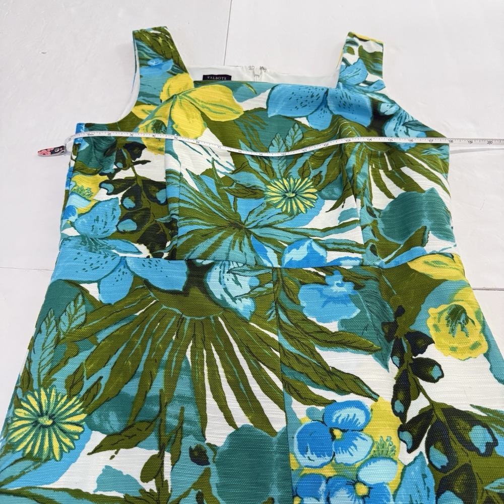 Talbots Retro Tropical Floral Textured Cotton Sleeveless Sheath Dress Size 10 - Picture 8 of 11